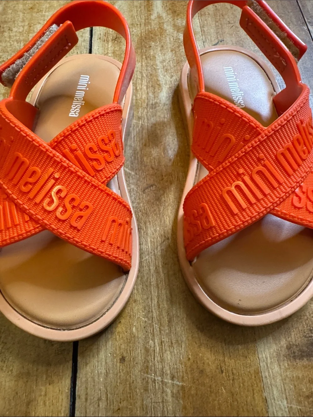 Mini Melissa Cross-Strap Sandals size 10 orange toddler girls summer beach